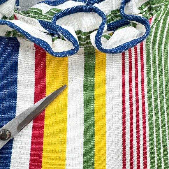 Studio 189 Technicolor Stripe Ruffle Trim Sleeveless Peplum Top Organic Cotton - Picture 13 of 16